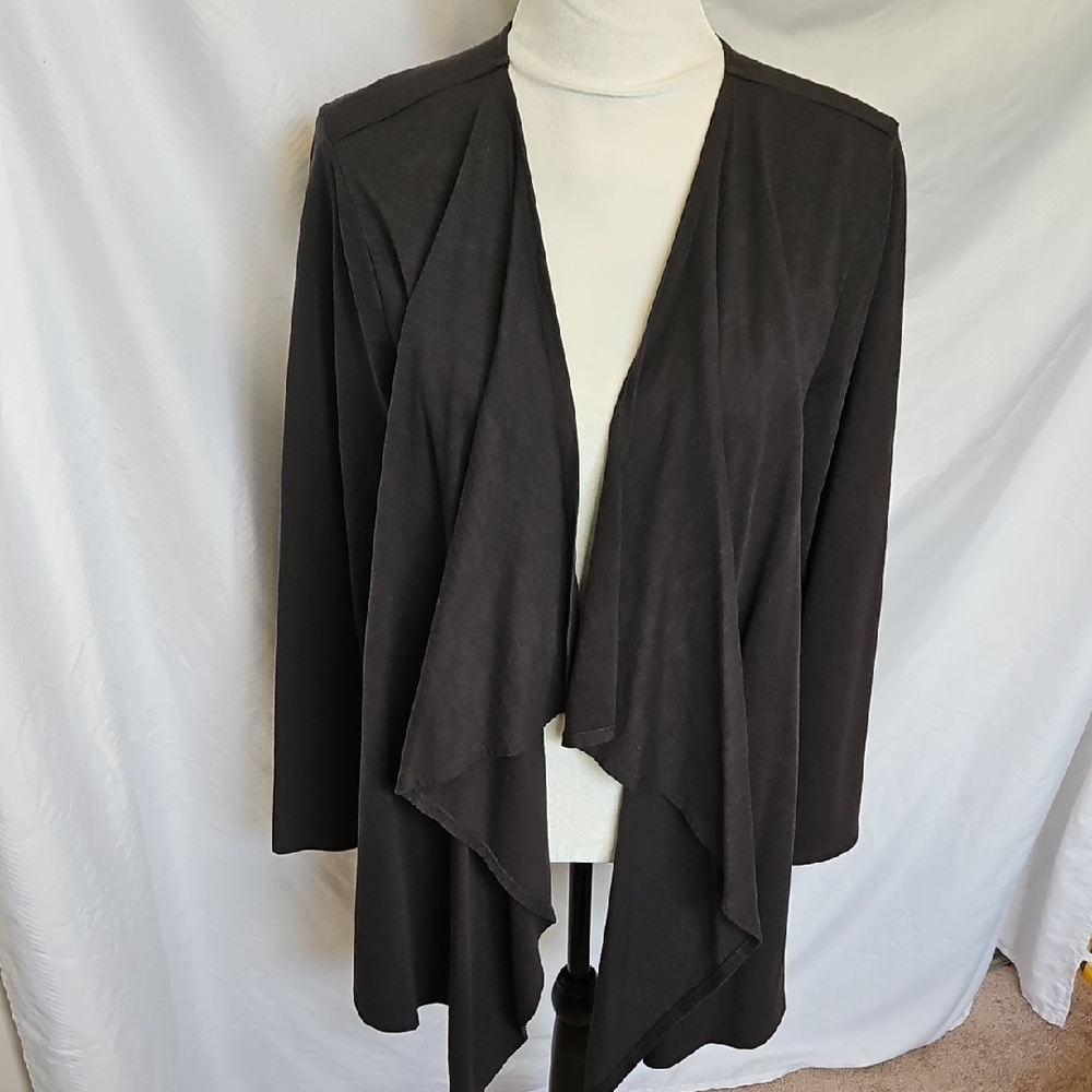 Bit & Bridle Women's Black, Dark Grey Draped Open Sweater Size Large